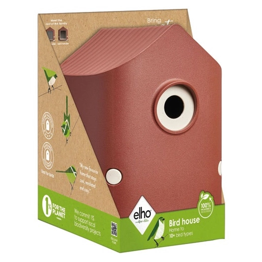 nichoir cosy pour oiseaux 18 cm rouge toscane - elho bv