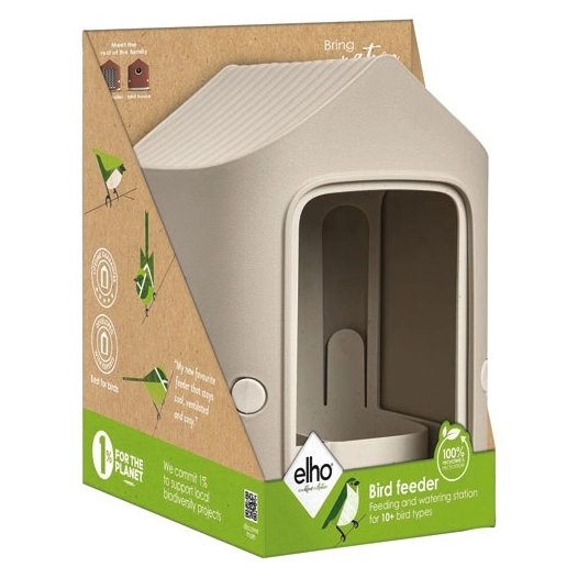 mangeoire cosy pour oiseaux 18 cm beige champignon - elho bv