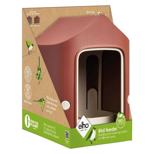 mangeoire cosy pour oiseaux 18 cm rouge toscane - elho bv