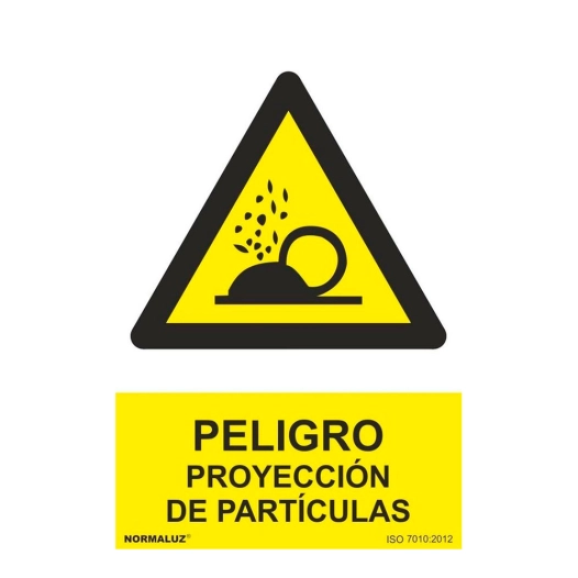 signal peligro proyección de partículas, pvc, 21 x 30 cm