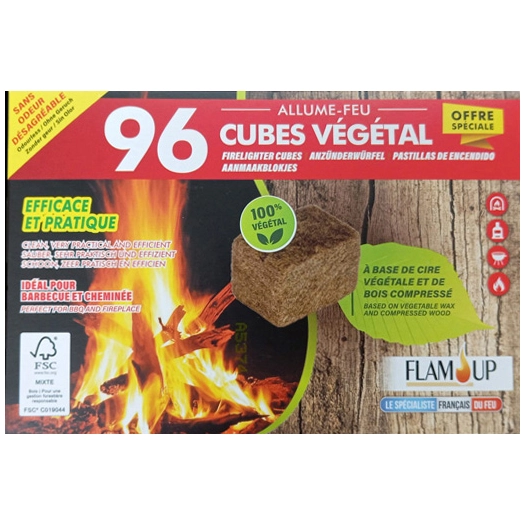allume feu 100% végétal 96 cubes allume feu 100% végétal 96 cubes - flam up