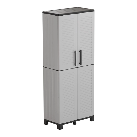 armoire haute en polypropylène, ligne family, gris clair, 68 x 37 x 169 cm