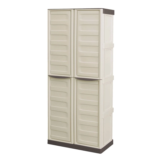 armoire haute en polypropylène, ligne spazio, beige et marron, 70 x 39 x 165 cm