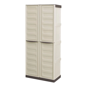 armoire haute en polypropylène, ligne spazio, beige et marron, 70 x 39 x 165 cm