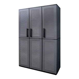 armoire haute en polypropylène, ligne easy, étagères + porte-balais, gris foncé, 102 x 370 x 163 cm