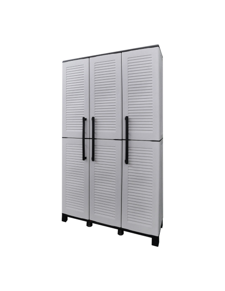 Armoire Haute Polypropylène Gris Rangement polyvalent avec porte-balais - ART PLAST