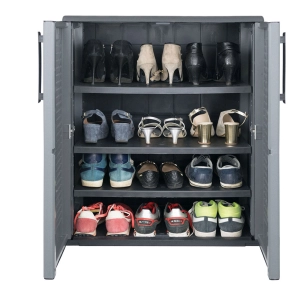 Armoire de rangement basse 2 portes polypropylène gris 68 × 37 × 84 centimètres - ART PLAST