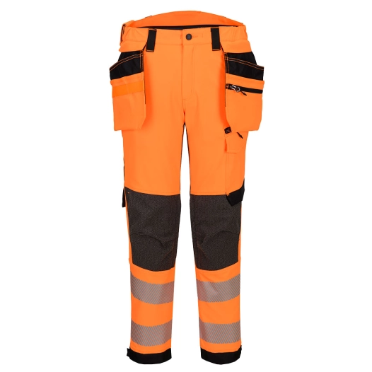 pantalon stretch poches flottantes ev4 haute-visibilité classe 2 - taille 30 - orange/noir - portwest
