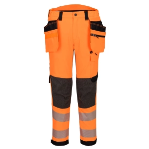 pantalon stretch poches flottantes ev4 haute-visibilité classe 2 - taille 46 - orange/noir - portwest