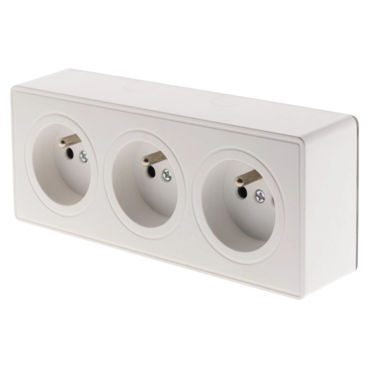 Triple prise 2P + T 16A saillie Vulco blanc ZENITECH