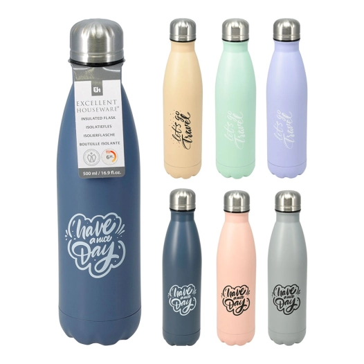 bouteille isotherme en acier inoxydable de couleurs et modèles assortis 500 ml