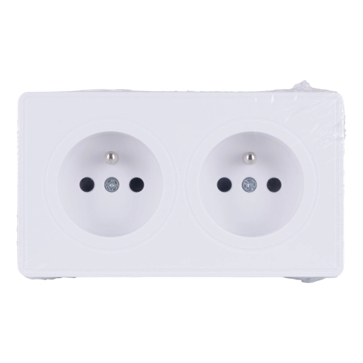 Double prise 2P + T 16A saillie Vulco blanc ZENITECH