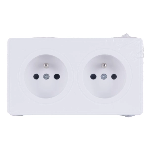 Double prise 2P + T 16A saillie Vulco blanc ZENITECH