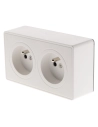 Double prise 2P + T 16A saillie Vulco blanc ZENITECH
