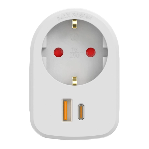 adaptateur combi 30 w usb a + c + 1 prise schuko, 16 a 250 v~, blanc