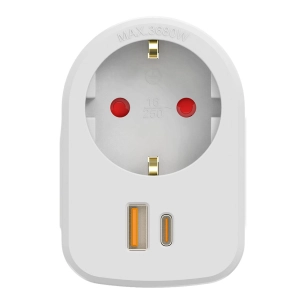 adaptateur combi 30 w usb a + c + 1 prise schuko, 16 a 250 v~, blanc