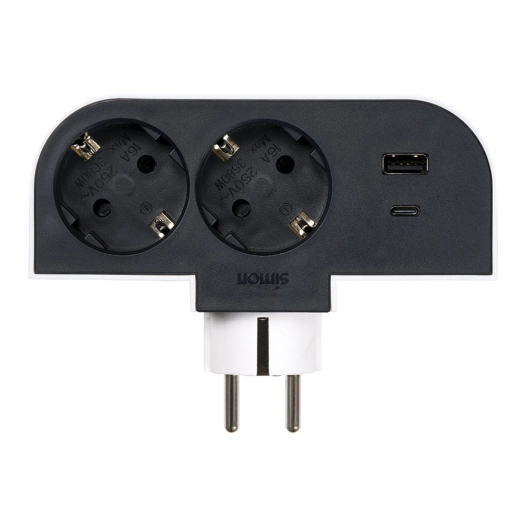 adaptateur rotatif schuko 2 prises + usb a+c 30 w 16 a 250 v~
