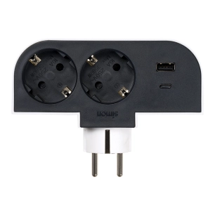 adaptateur rotatif schuko 2 prises + usb a+c 30 w 16 a 250 v~