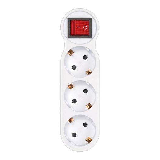 adaptateur 3 prises schuko frontales avec interrupteur, 16 a 250 v~, blanc