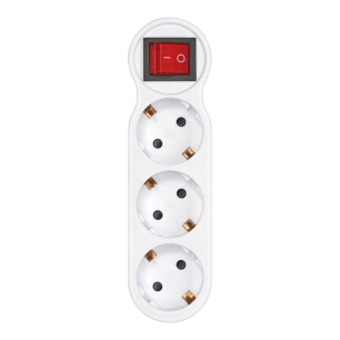 adaptateur 3 prises schuko frontales avec interrupteur, 16 a 250 v~, blanc