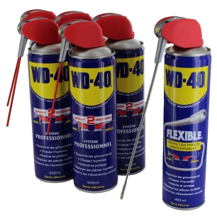 pack de 5 aérosols 500ml wd-40 double position + 1 aérosol 400 ml flexible offert.