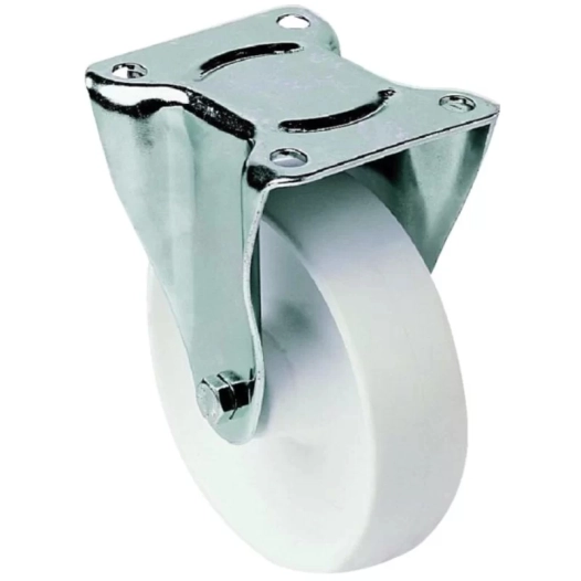 Roulette polyamide blanc fixe diam 100 h 125