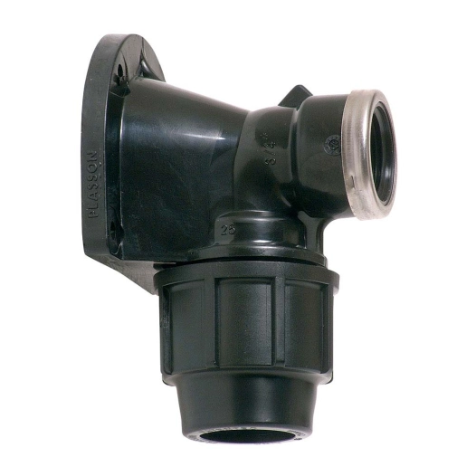 coude mixte à 90° à filetage femelle pour fixation murale 25 mm x ¾ po