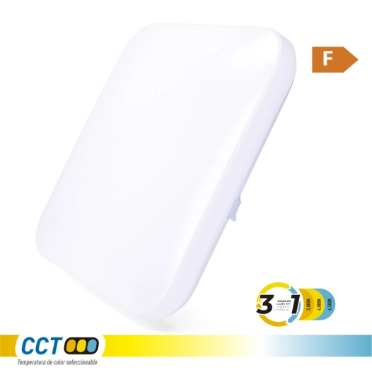 applique de surface led carrée extra-plate 18 w 3cct 1820 lm 33 x 33 x 7 cm