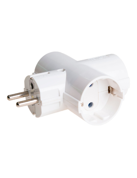 Adaptateur Schuko Triple Blanc Multiplie les prises en toute sécurité - SOLERA
