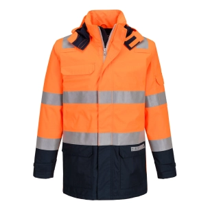 veste de pluie bizflame hv - taille m - orange/marine - portwest