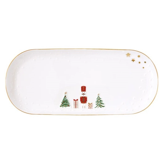 coffret plat a cake 34x15cm en porcelaine - let it snow - pozzi milano spa