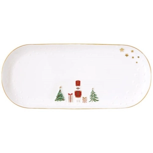 coffret plat a cake 34x15cm en porcelaine - let it snow - pozzi milano spa
