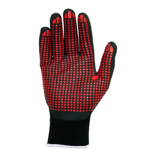 gant en nylon/lycra avec paume en mousse de nitrile/à dot, dot agility®, noir et rouge, t-8 m