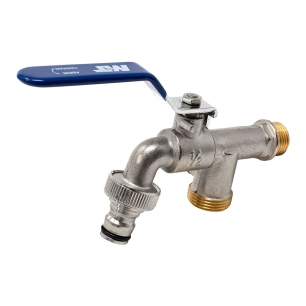 robinet à boisseau sphérique de jardin pn16 levier acier chromé ø½ po x deux sorties ø¾ po