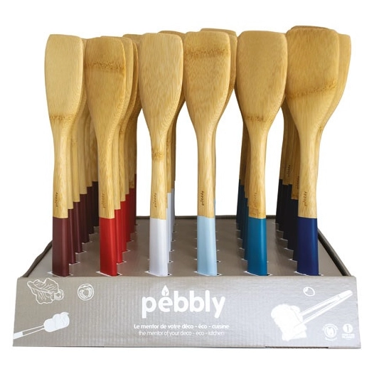 prã©sentoir de 36 pcs spatules en bambou 30 cm coloris assortis frenchy - la brigade de buyer
