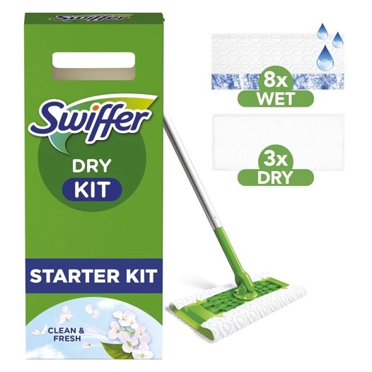 swiffer kit balai + 8 lingettes dry +3 lingettes wet - diapar distribution alimentaire parisienne