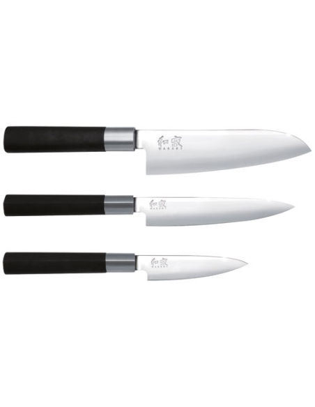 Set 3 Couteaux Kai Wasabi Black Précision japonaise, lames acier inoxydable, polyvalence culinaire - KAI FRANCE