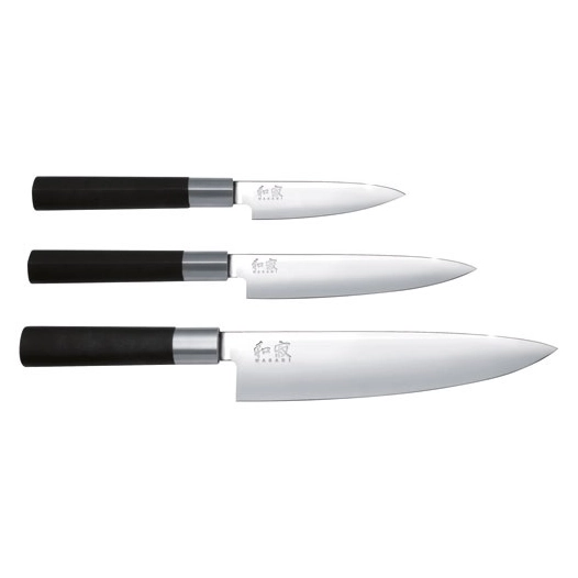 set 3 couteaux wasabi black (6710p,6715u,6720c) - kai france