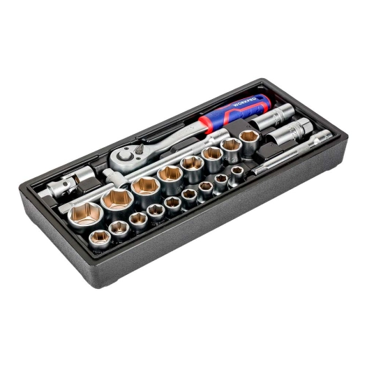 jeu de cliquet et douilles ½ po, 24 pièces, (métrique)