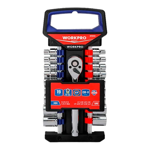 jeu de cliquet et douilles 3/8 po, 19 pièces, (métrique-sae)