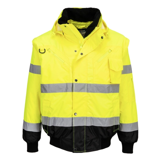 blouson bomber 3-en-1 haute visibilité bicolore - taille xs - jaune/noir - portwest