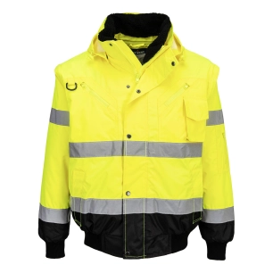 blouson bomber 3-en-1 haute visibilité bicolore - taille xs - jaune/noir - portwest