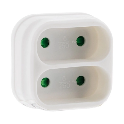 Multiprise façade 2 prises (6 A) – Blanc – Zenitech