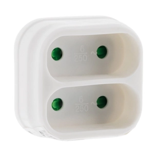 Multiprise façade 2 prises (6 A) – Blanc – Zenitech