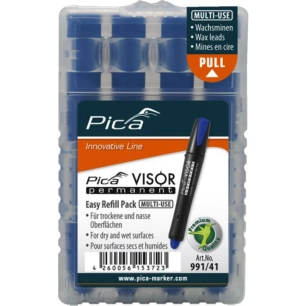 Recharge 4 mines bleu pour marqueur permanent rechargeable visor