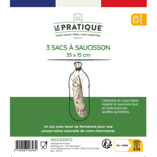 10 Lot 3 Sacs A Saucisson Écru 35 X 15 Cm - LE PRATIQUE
