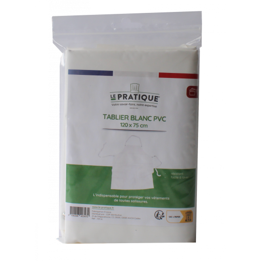 Tablier De Boucher Pvc Blanc 120 X 75 Cm - LE PRATIQUE