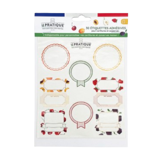 Sachet 30 Etiquettes Adhesives Confitures Et Conserves, 10 Modèles - LE PRATIQUE