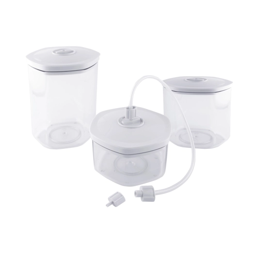 Lot 3 Boites Sous Vide + Kit Adaptateur + 1 Bouchon Pour Bouteille Contenance Boites : 0,7l, 1,4l Et 2l (pour Réf : 7000 / 7040