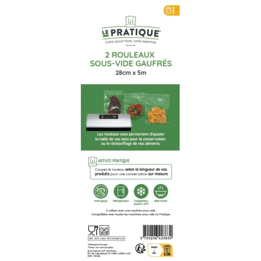 1 Rouleau Gaufres 28 X 500 Cm - Poche De 2 Rlx - LE PRATIQUE